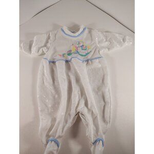 Vintage Sleeper Baby6-9 Months Blue Pajamas Rocking Horse Romper 90s 80s